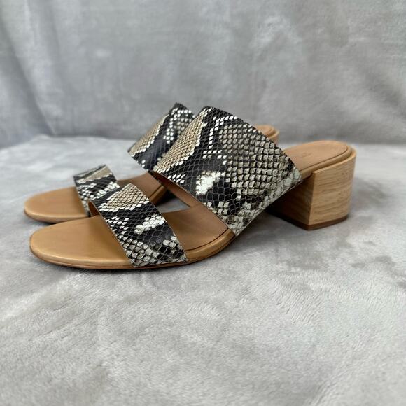 Madewell Shoes - Madewell Shoes Womens 9 Kiera Mule Sandal Snake Embossed Leather Chunky Heel